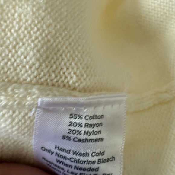 Talbots Sweater Womens  Cream Long Sleeve Cotton Cable Knit size Medium Petite - Picture 6 of 8